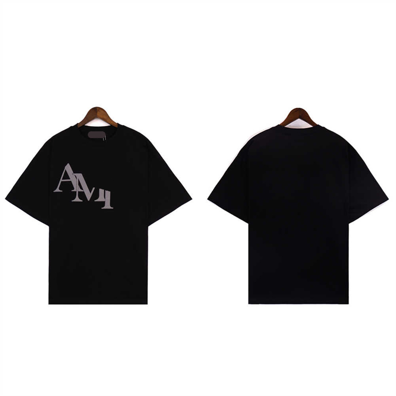 Il nuovo designer AMI con logo a blocchi tridimensionali con stampa alfabetica T-shirt a maniche corte da uomo e da donna casual estiva da strada allentata trendS-XL