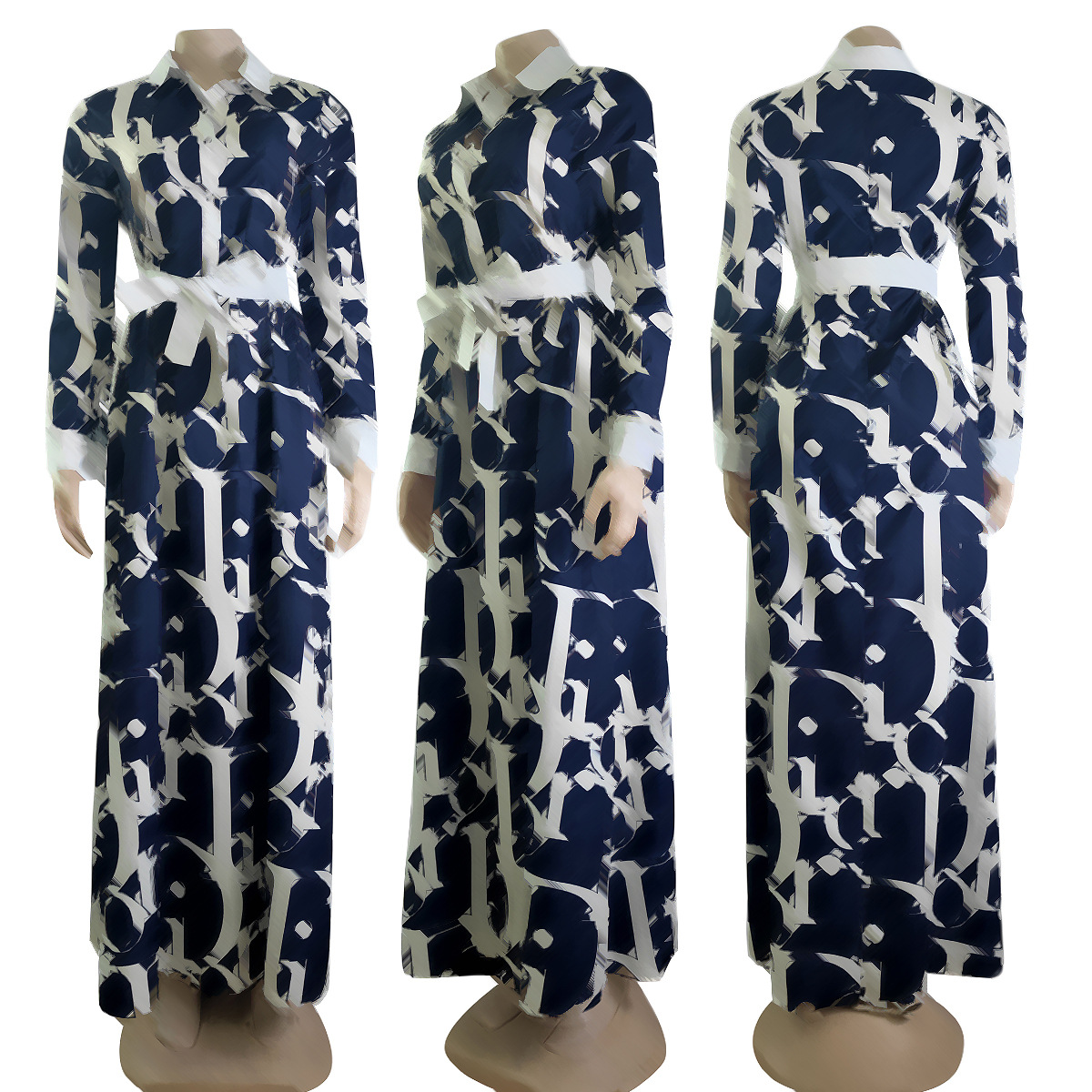 2024 Designer Chemise Robes Femmes Casual Col Revers Big Swing Longue Robe Maxi Livraison Gratuite