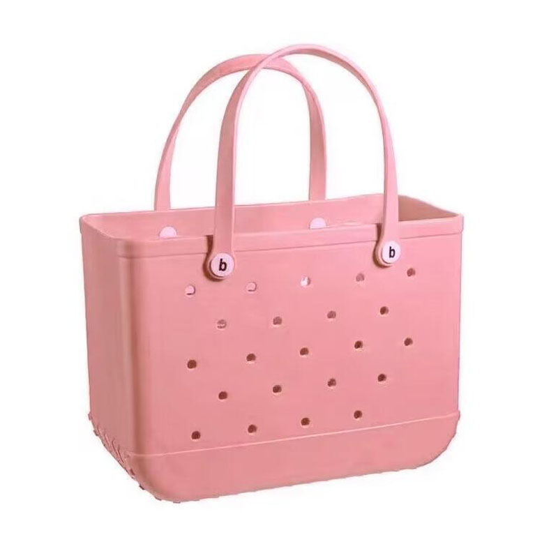 2024 Storage Bags Waterproof Bogg Beach Bag Solid Punched Organizer Basket Summer Water Park Handbags Large Women's Stock Gifts