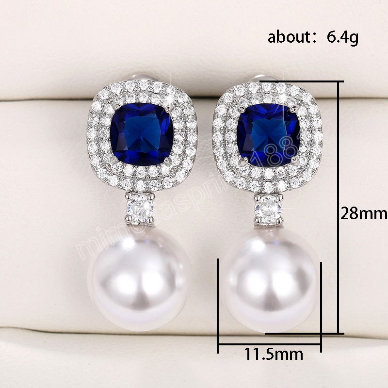 Magnifiques boucles d'oreilles en zircone cubique bleue pour femmes, bijoux d'oreille élégants, pour fiançailles, fête de mariage, tempérament