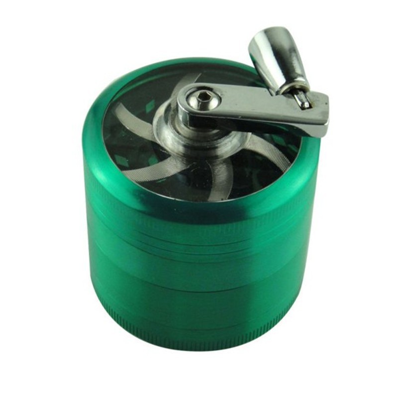 Smoking Pipes Hot 40mm zinc alloy smoke grinder with 4-layer hand cranked metal grinder belt