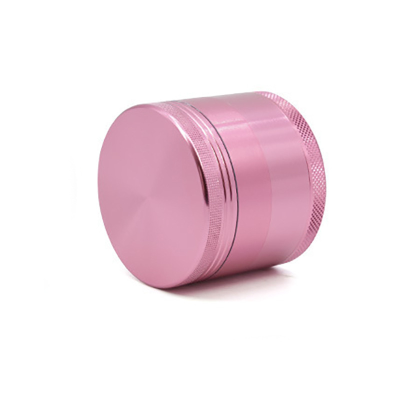 Smoking Pipes Aluminum alloy cigarette grinder 40/50/63/75mm four layer pink flat grinding cigarette crusher