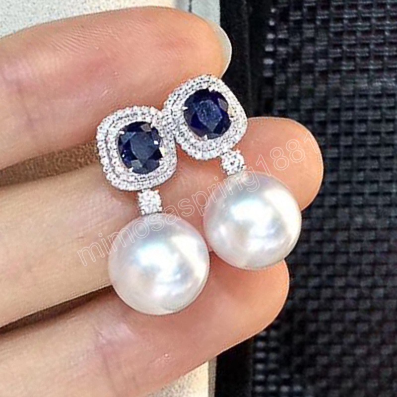 Magnifiques boucles d'oreilles en zircone cubique bleue pour femmes, bijoux d'oreille élégants, pour fiançailles, fête de mariage, tempérament