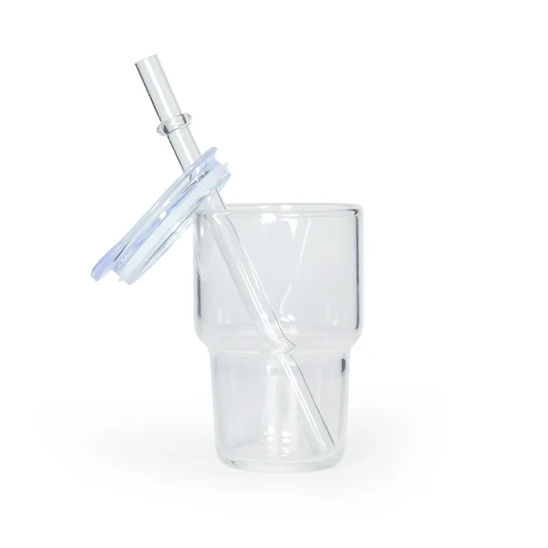 3 oz süblimasyon boşlukları mini atış cam bardaklar 3 oz bardaklar şarap tumbler buzlu temiz bira bardakları plastik kapaklarla viski ve espresso için açık pipetler