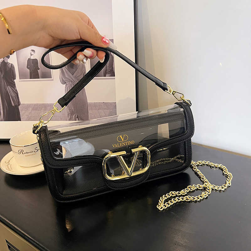 Borsa da donna di design Borse2023 Nuova borsa ascellare con catena a tracolla a tracolla semplice e trasparente alla moda avanzata