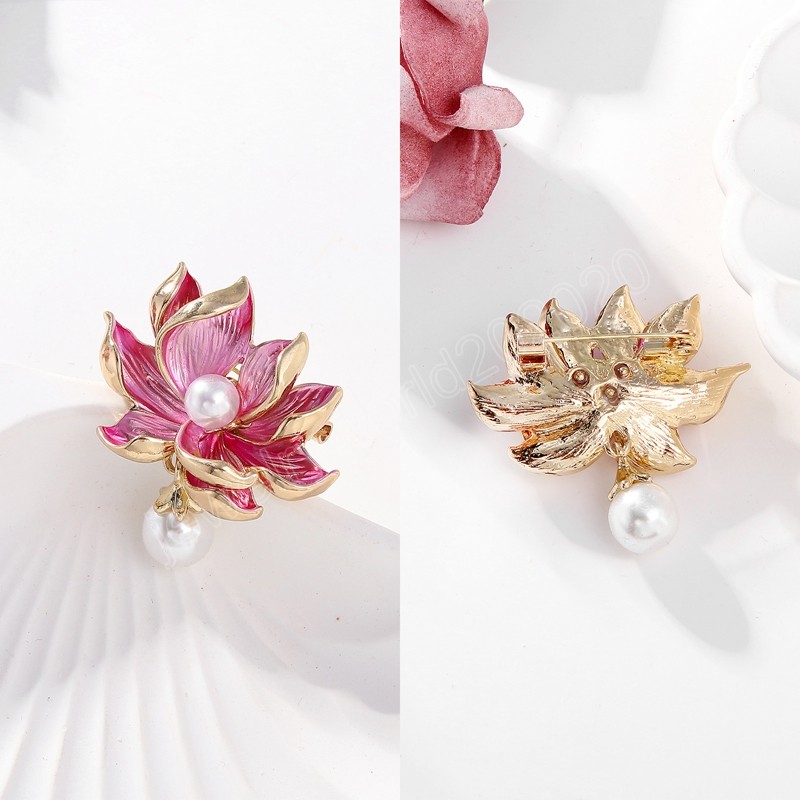 Nouveau Broche Lotus femme haut de gamme exquis Cheongsam accessoires Style chinois broche Lotus rose