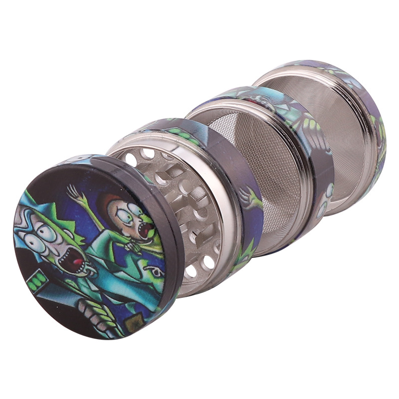 Smoking Pipes Zinc alloy full body UV color printing cigarette grinder 40MM 4-layer flat plate grinder