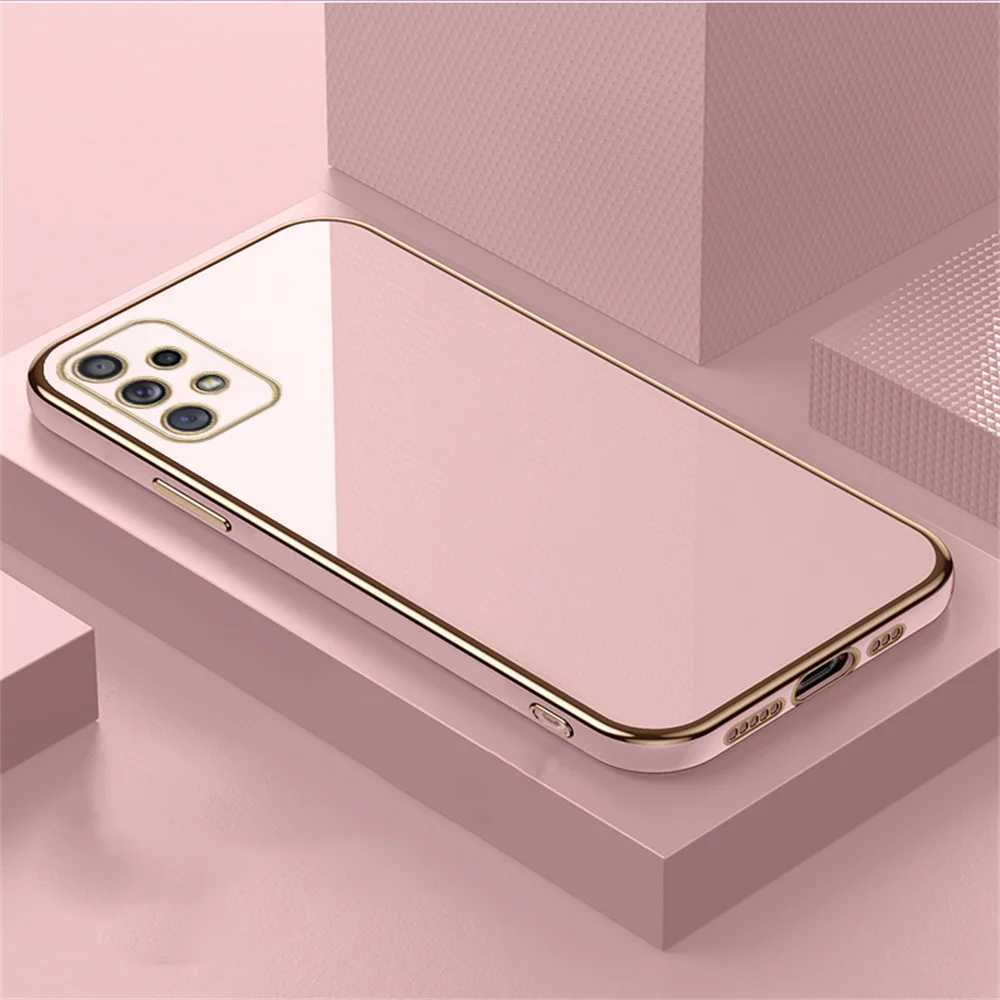 Mobiltelefonfodral Glossy Plated Phone Case för Samsung Galaxy A52 A52S A72 A22 A53 A73 A33 A23 A32 4G 5G A51 A71 M32 CASE COVER SILIKON PROTECTECTOL240105