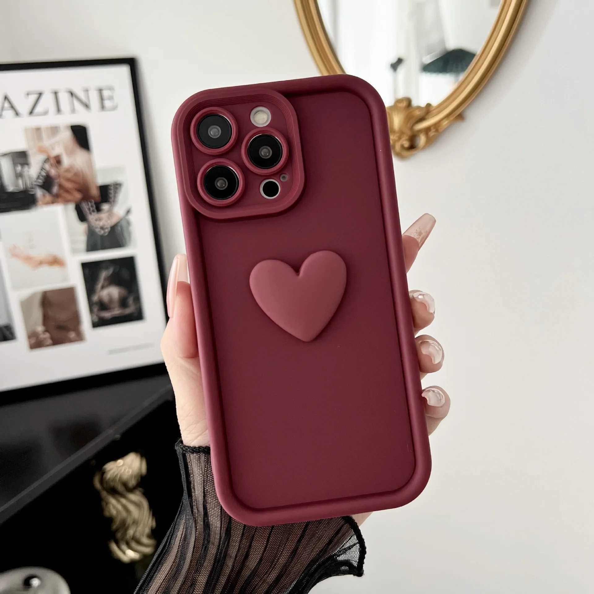 Custodie cellulari Carino INS 3D Love Heart Custodia cellulare in silicone IPhone 15 Pro Max 14 13 12 11 Pro X XR XSMax 7 8 Plus Cover antiurto CandyL240105