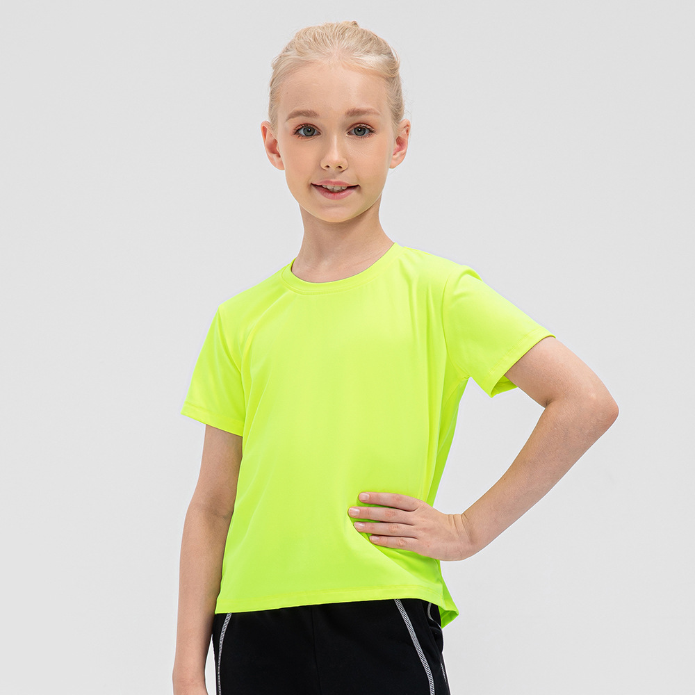 LU-1881 Girls Yoga Outfit Sports Breathable Slit Lacing Loose Casual Naked Yoga Shirts