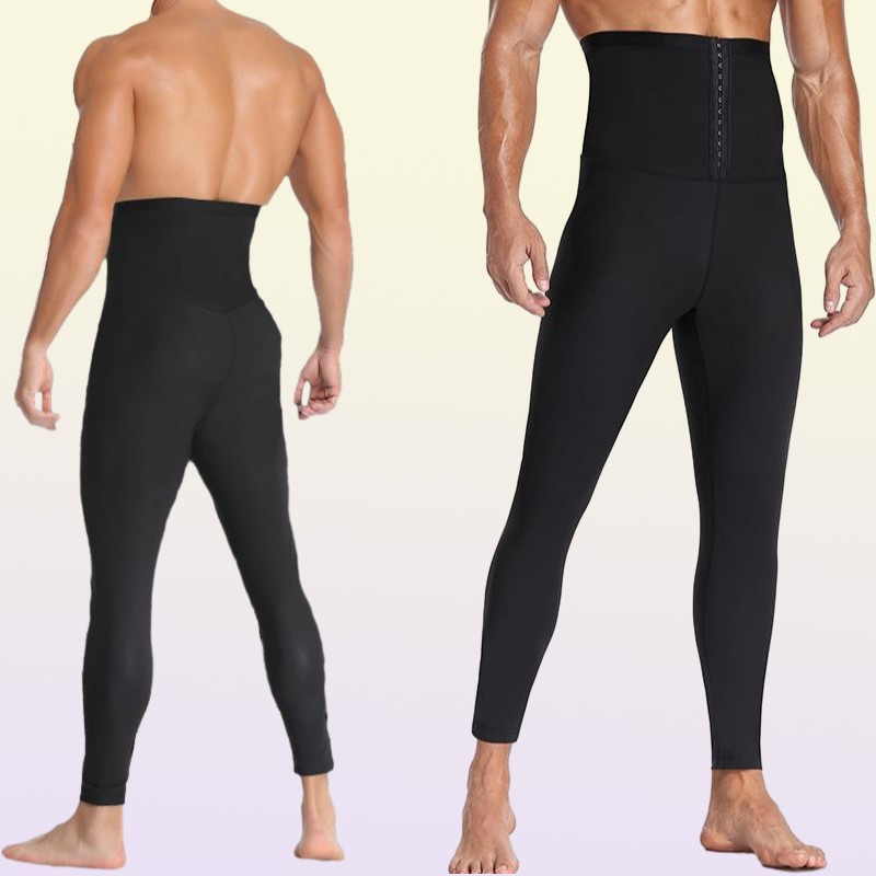 Midjestöd män kompression formade sauana svett leggings fitness back mage control byxor reduktiv bälte sylt shaper6863707