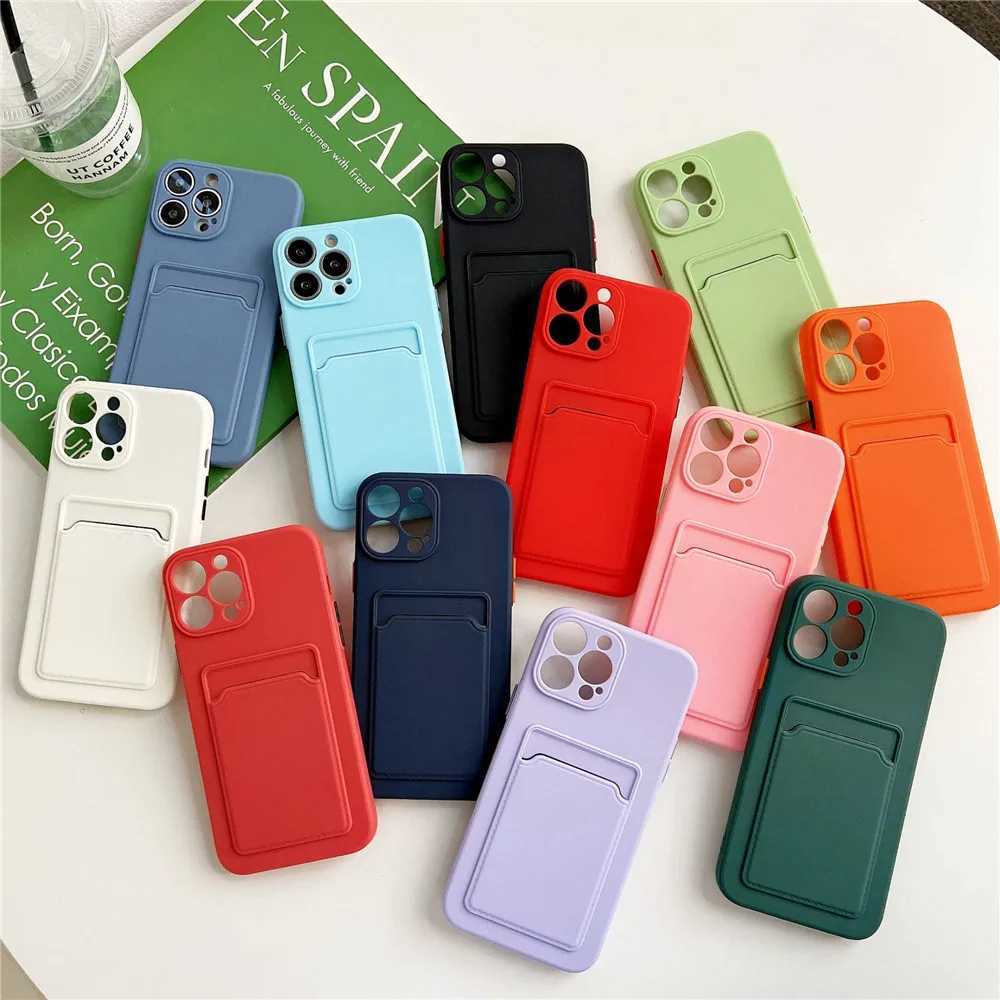 Cell Phone Cases Card Slot Bag Holder Phone Case For IPhone 15 14 13 12 11 Pro Max Mini XS XR 7 8 Plus SE 2022 TPU Wallet Soft Shockproof CoverL240105