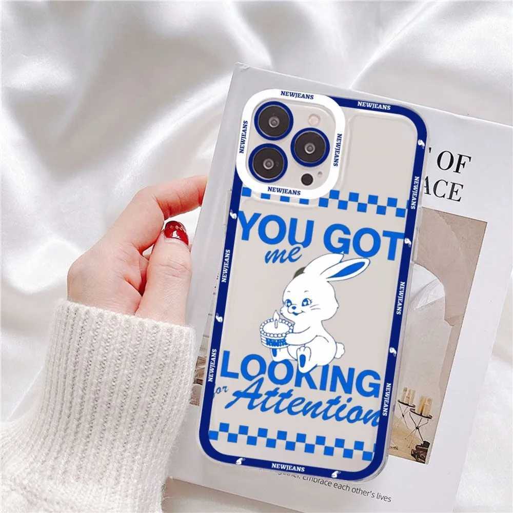 Случаи сотового телефона Kpop Newjeans Phone Case для iPhone 11 12 13 14 Mini Pro Max XR X XS TPU Clear Casel240105