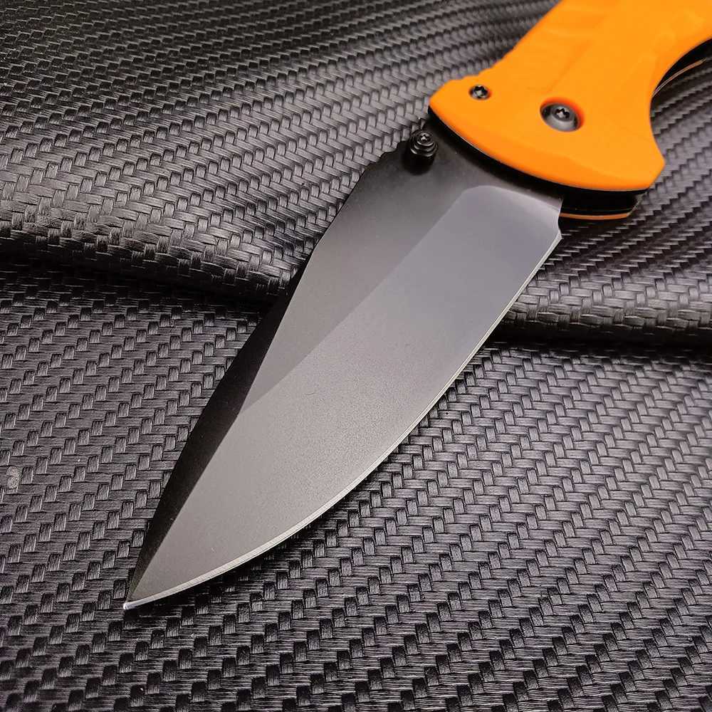 Couteau BM Couteaux de poche tactiques pliants Poignée orange Tourelle 980 EDC Couteaux Flipper Camping Chasse Équipement de survie Couteau d'auto-défense
