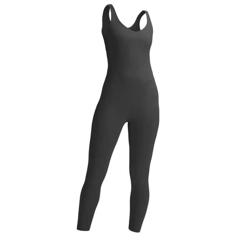 LL Yoga jumpsuit double-sided buff nude nylon high elastic women's sports jumpsuit pants vest tight