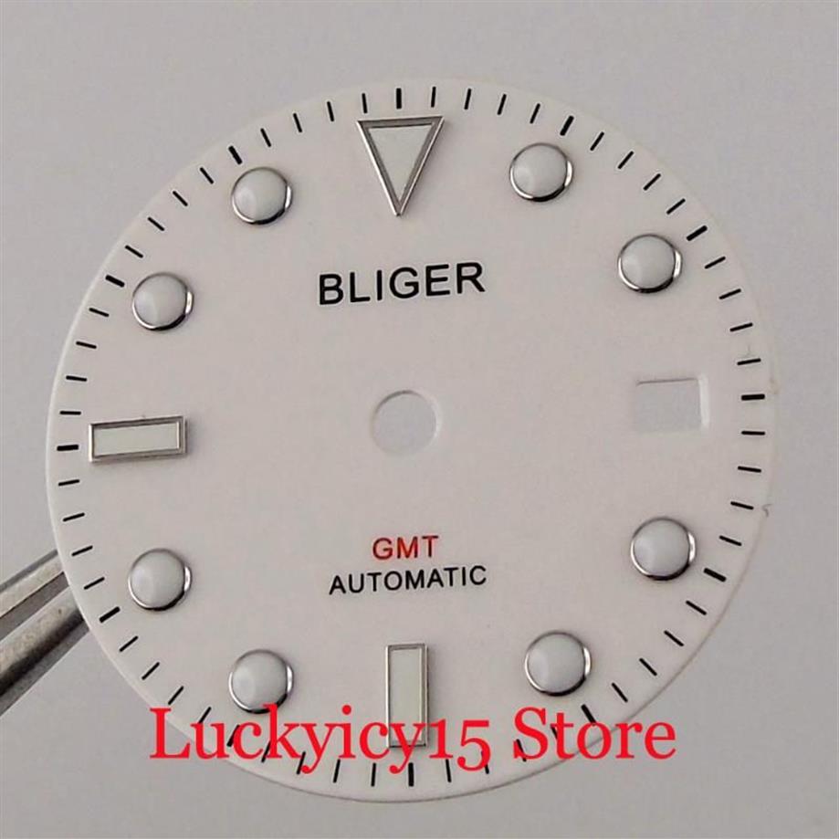 Kits de herramientas de reparación Blanco 31 3mm Reloj automático Dial Fit GMT MINGZHU 3804 Movimiento Luminoso Marks299u