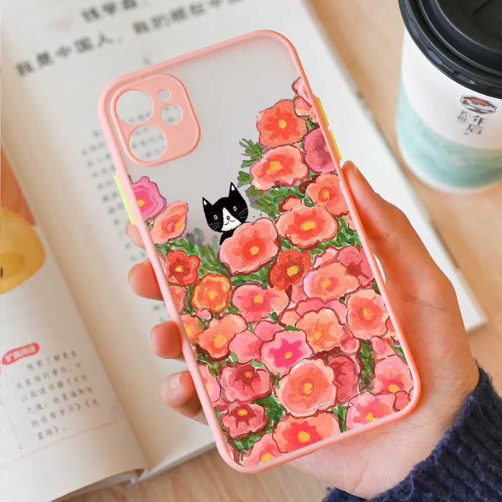 Cell Phone Cases Retro Oil Painting Van-Gogh Cat Phone Case for IPhone 15 13 12 11 Pro Max Mini 14 7 8 Plus SE2020 X XS XR Shockproof Hard CoversL240105