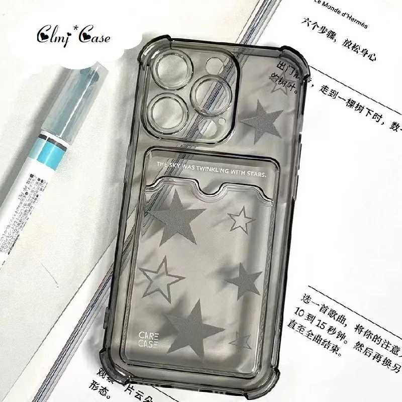 Custodie cellulari Clmj Porta carte Star Custodia telefono iPhone 11 12 13 Pro Max 14 X XR XS 7 8 Plus Custodia protettiva in silicone morbido Può mettere PhotoL240105