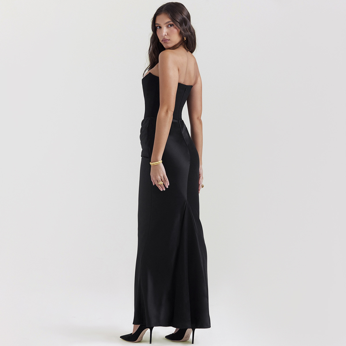 Casual Dresses 2024ss Summer Black Long Dress Women Solid Bodycon Maxi Sexy