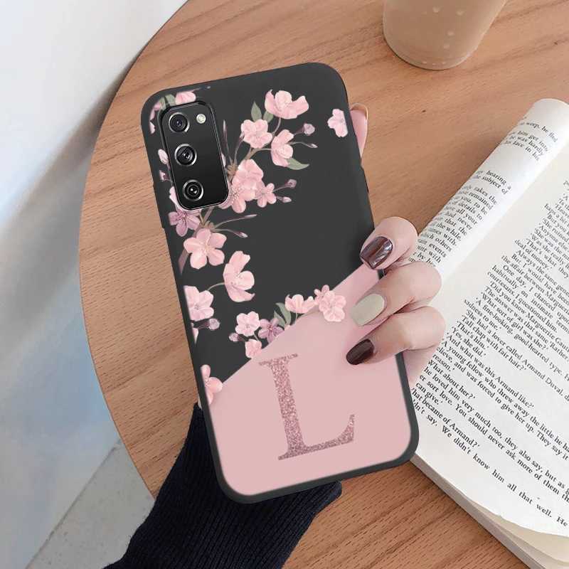 Cell Phone Cases For Samsung Galaxy S20 S 20 FE S20 Plus Phone Cover Pink Letters Cute Flowers Pattern Soft Silicone Funda For Samsung S20 UltraL240105