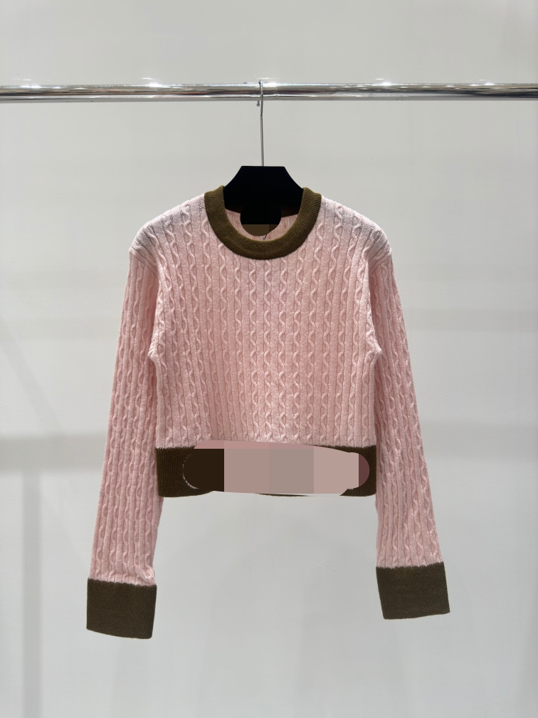 10018 L 2024 Подиум Весна Лето Брендовый свитер в том же стиле Розовый Серый Длинный рукав без рукавов с v-образным вырезом Женская одежда Высококачественная женская одежда qian