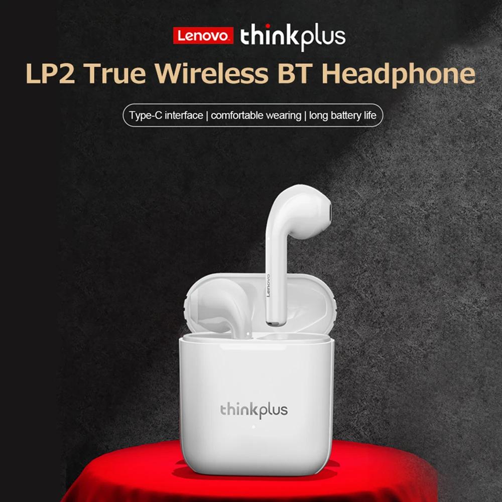 Earphones New Version Lenovo think plus LP2 Earphone True Wireless Bluetooth 5.0 Headphone Ergonomic Semiinear Sport Earbuds with Mic