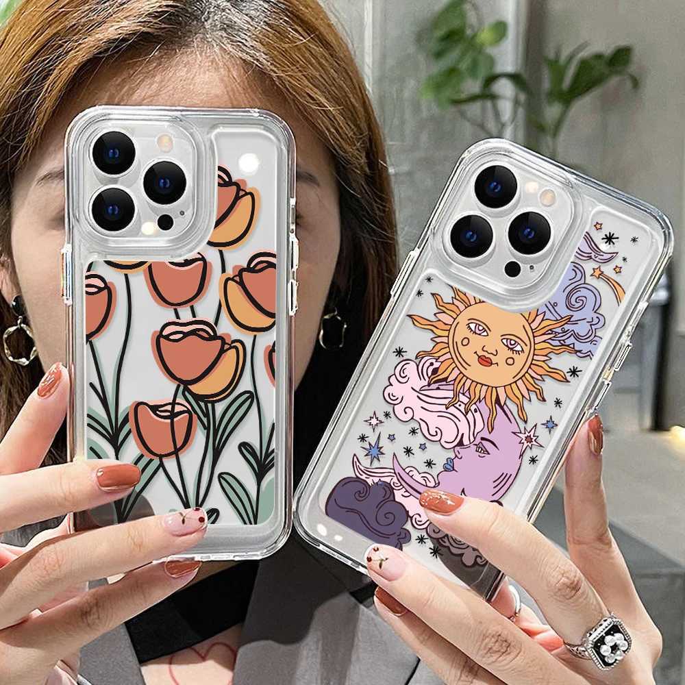 Cell Phone Cases Case For Iphone11 Cases For Iphone 14 12 11 13 Pro Max X XR XS Max 7 8 14 Plus SE 2020 Woman Flower Shockproof Soft Phone CoverL240105