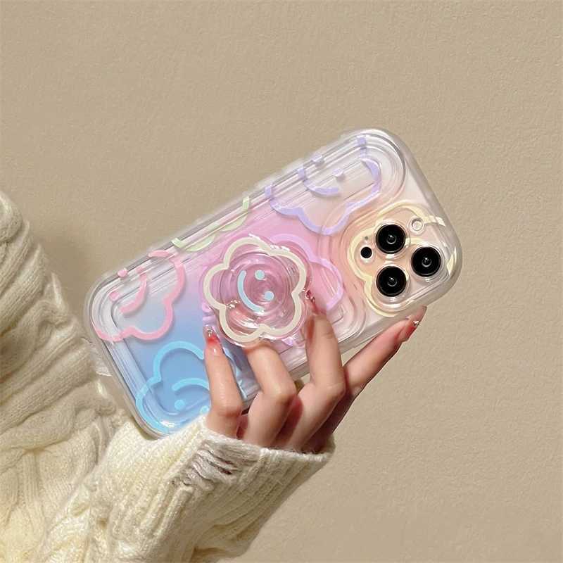 Cell Phone Cases Phone Case For iPhone 14 Pro Max 15 13 12 11 XS Max 7 8 Plus X XR SE 2020 Flower Cover Grip HolderL240105