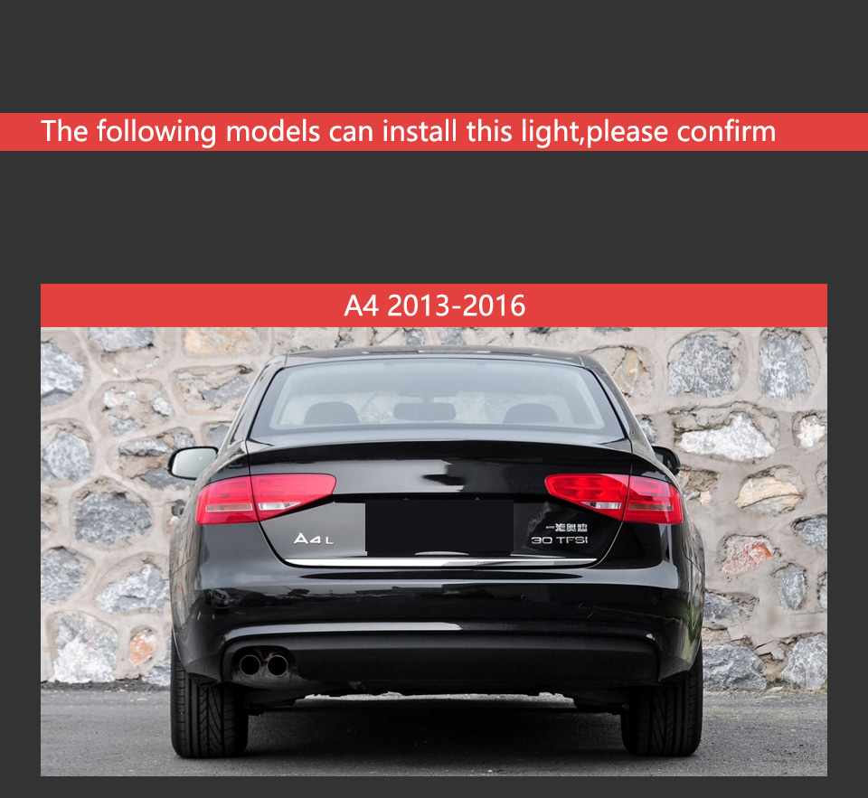 Audi A4 B9 Car Taillight 2013-2016 Turn Signal Car Lamp의 LED 러닝 브레이크 리버스 테일 라이트