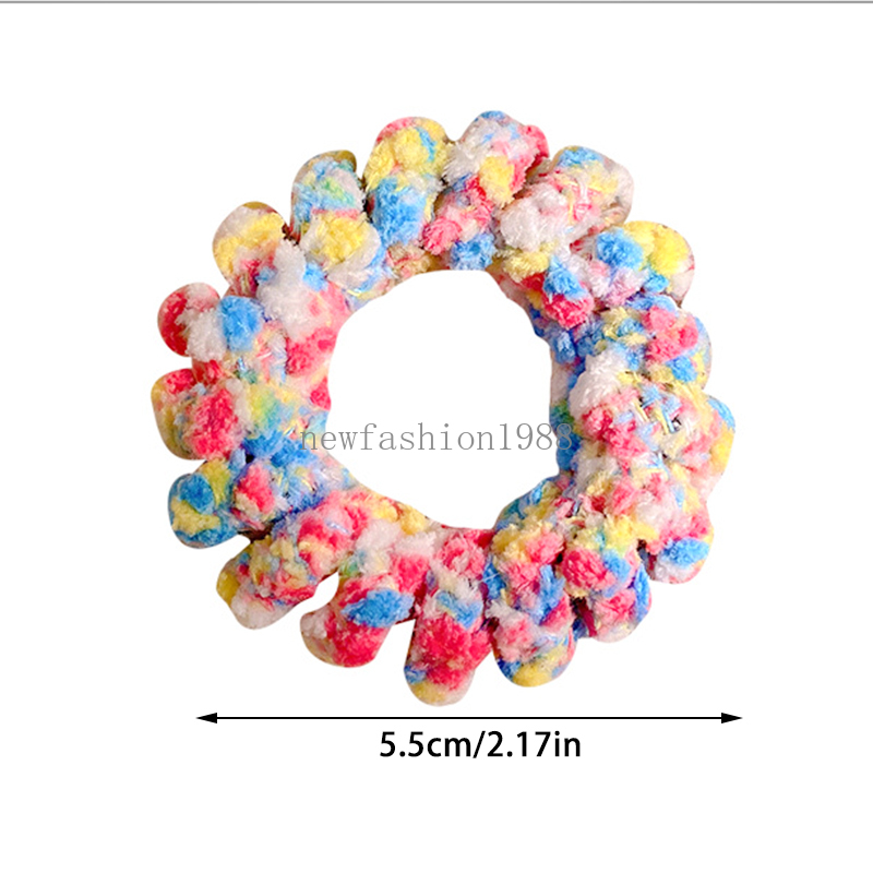 Plush Elastic Hair Bands Women Winter Flocked Spiral Hair Ties Ponytail Holder Coil Hair Rope Headwear Hair Accessories