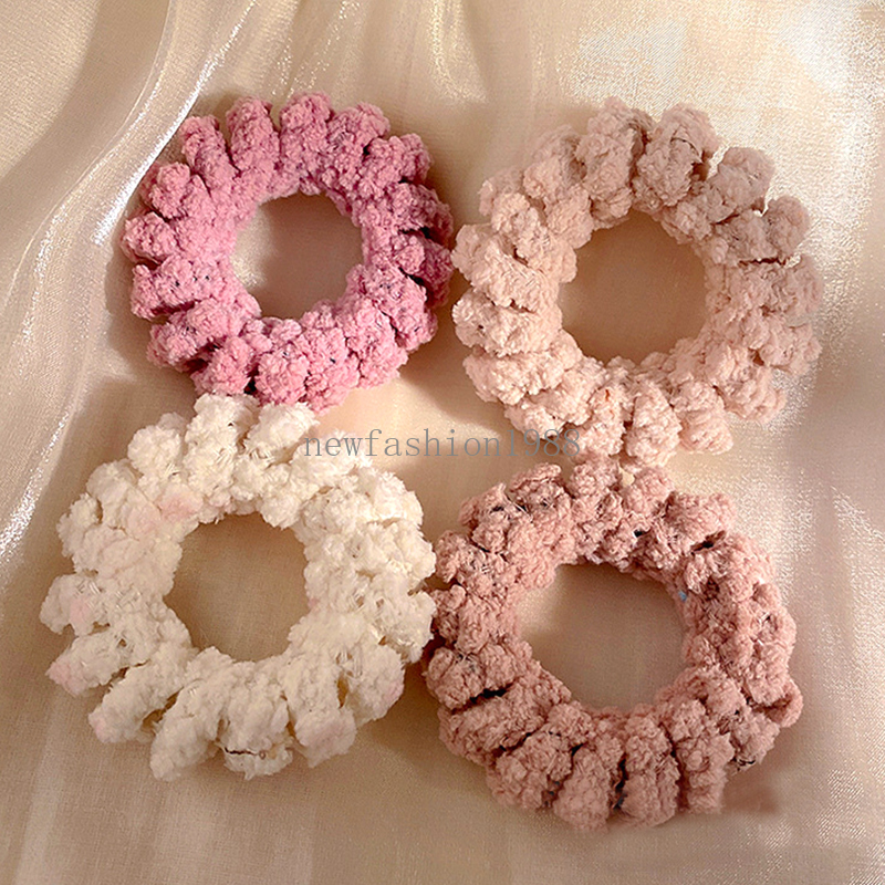 Plush Elastic Hair Bands Women Winter Flocked Spiral Hair Ties Ponytail Holder Coil Hair Rope Headwear Hair Accessories