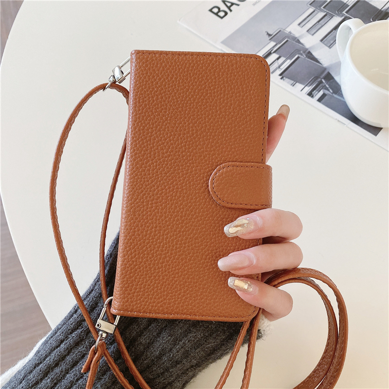 Luxury crossbody Magnetic Litchi Padrão de telefone fólio de telefone para iPhone 15 Plus 14 13 12 11 Pro Max XR XS Slots de cartão múltiplo de cartas Lychee Print Leather Chela Shell