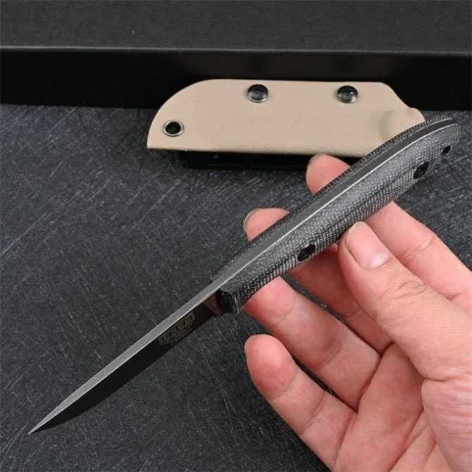 Faca esee stonewashed dc53 aço lâmina fixa sobrevivência ao ar livre faca de caça edc tático militar engrenagem presente bainha kydex