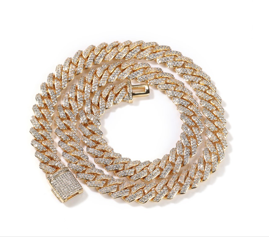 Designer Necklace Bracelet 12mm Miami Cuba Chain Necklace Bracelet for Men Hip Hop Ice Out Diamond Gold said Singing Bracelet for women Luxury JewelryDesigner