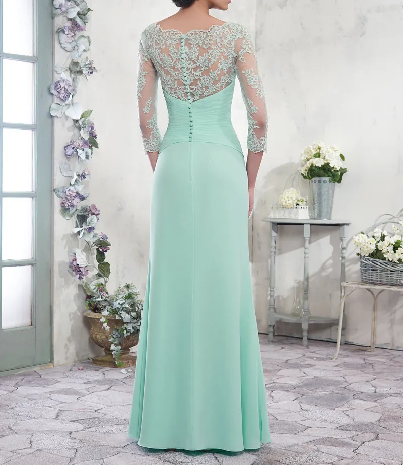 Chiffon A-line Mother of the Bride Dresses Scoop Zipper with Buttons Back Floor Elegant Evening Formal Dresses YD