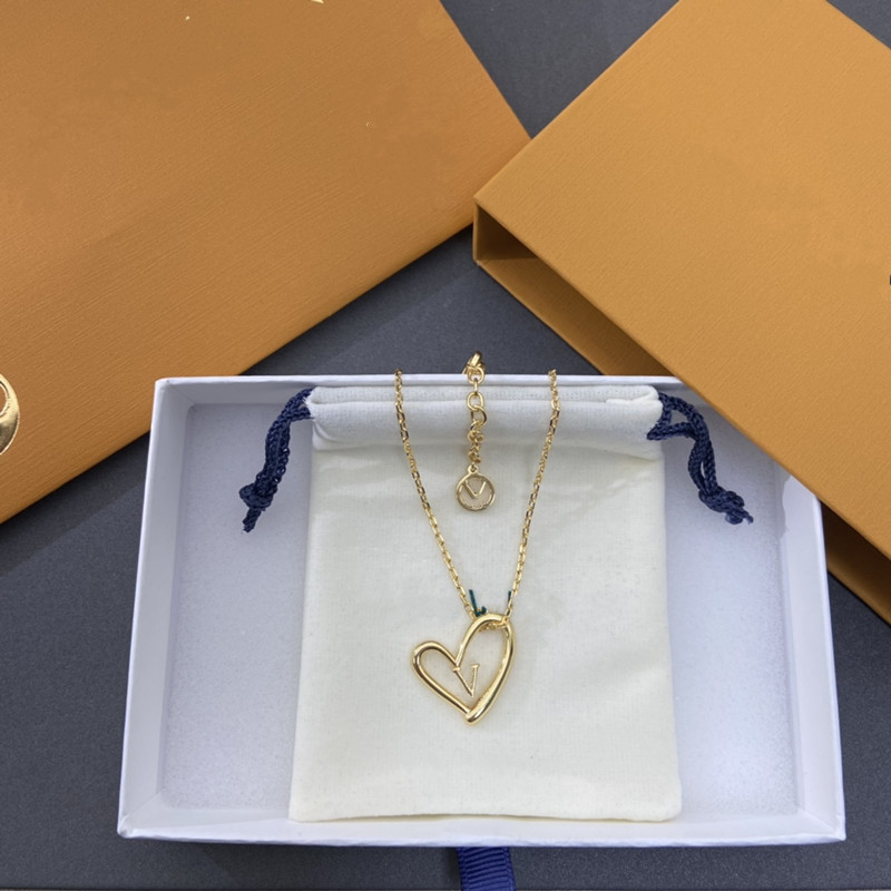 Com jóias de colar de moda de caixa para amantes homens mulheres pingentes de coração de colares de amor, casal presente 18k ouro banhado nunca desaparece