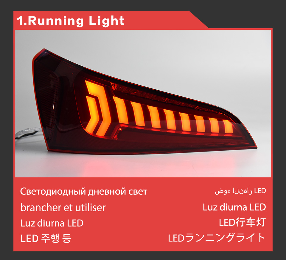 Car Tail Light for Audi Q5 Q5L LED Taillight 2008-2018 Rear Running Brake Turn Signal Lamp Automotive Accessories