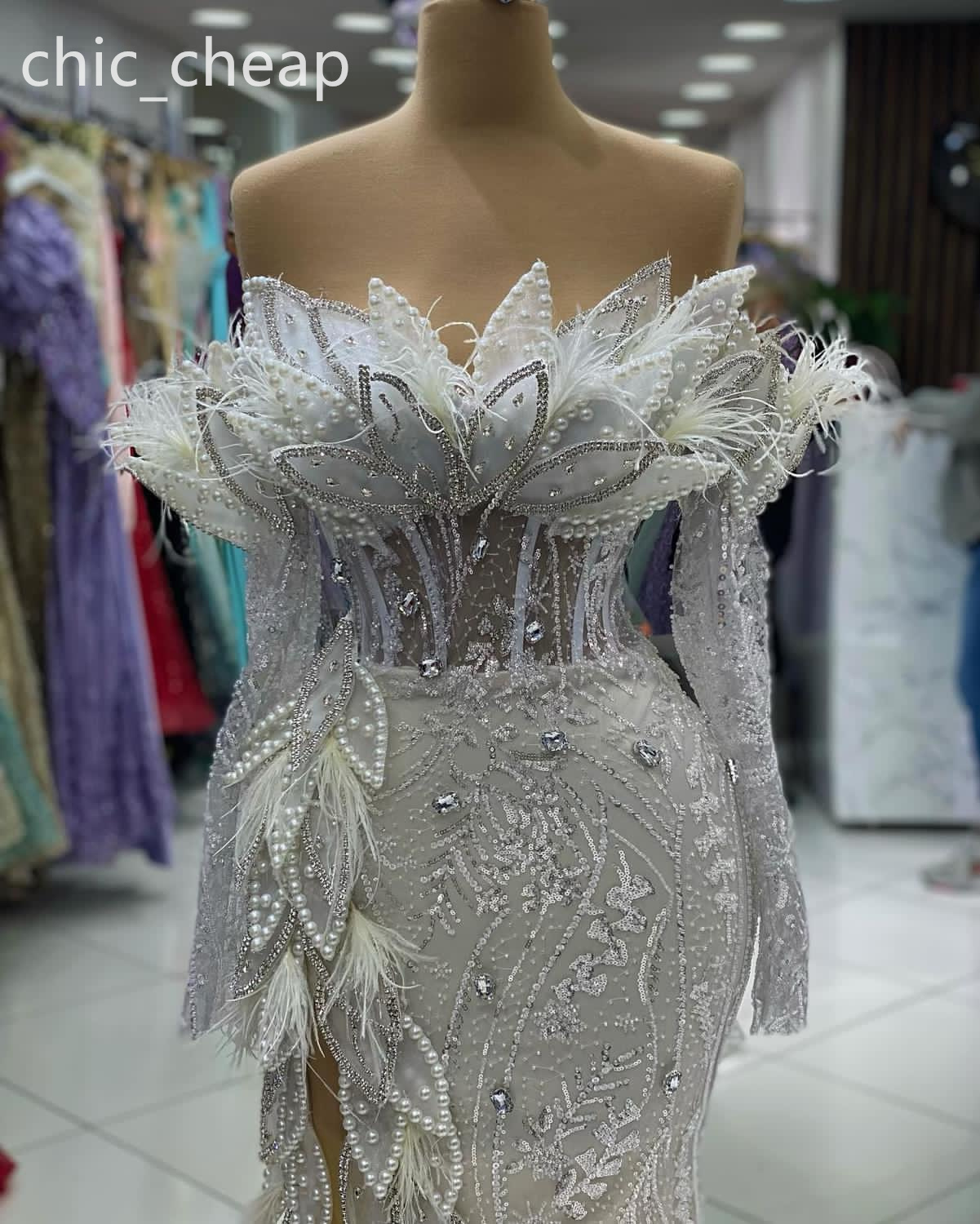 2024 ASO EBI Silver Mermaid Dress Cequined Lace Pearls Evening Formal impreza Druga przyjęcie urodzinowe suknie zaręczynowe sukienki szatą de soiree ZJ407