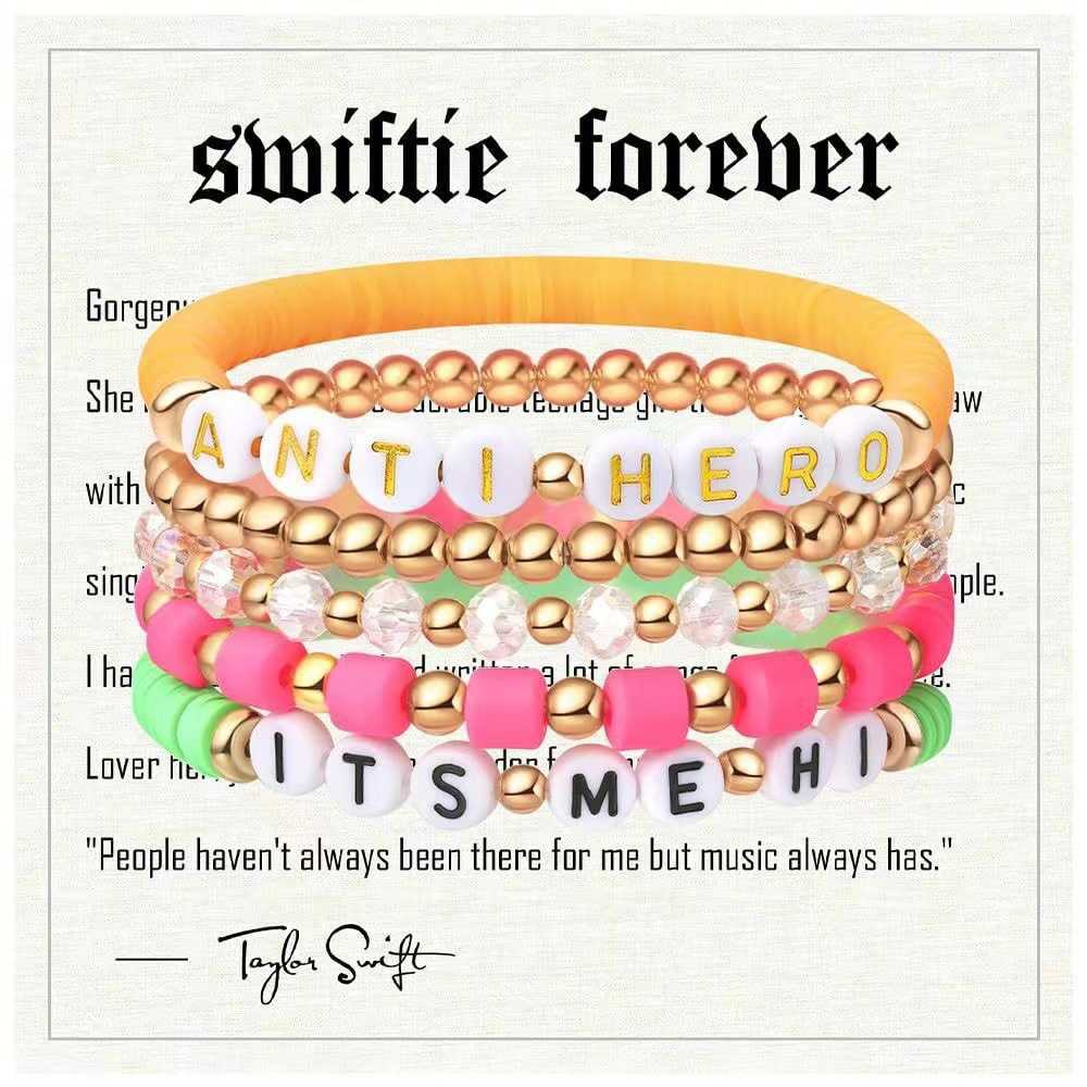 Charm Bracelets Hot Selling Taylor Swift Bracelet Set Colored Soft Pottery English Letter Beaded Friendship Bracelet ZZ67