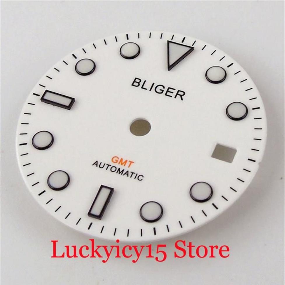 Kits de herramientas de reparación Blanco 31 3mm Reloj automático Dial Fit GMT MINGZHU 3804 Movimiento Luminoso Marks299u