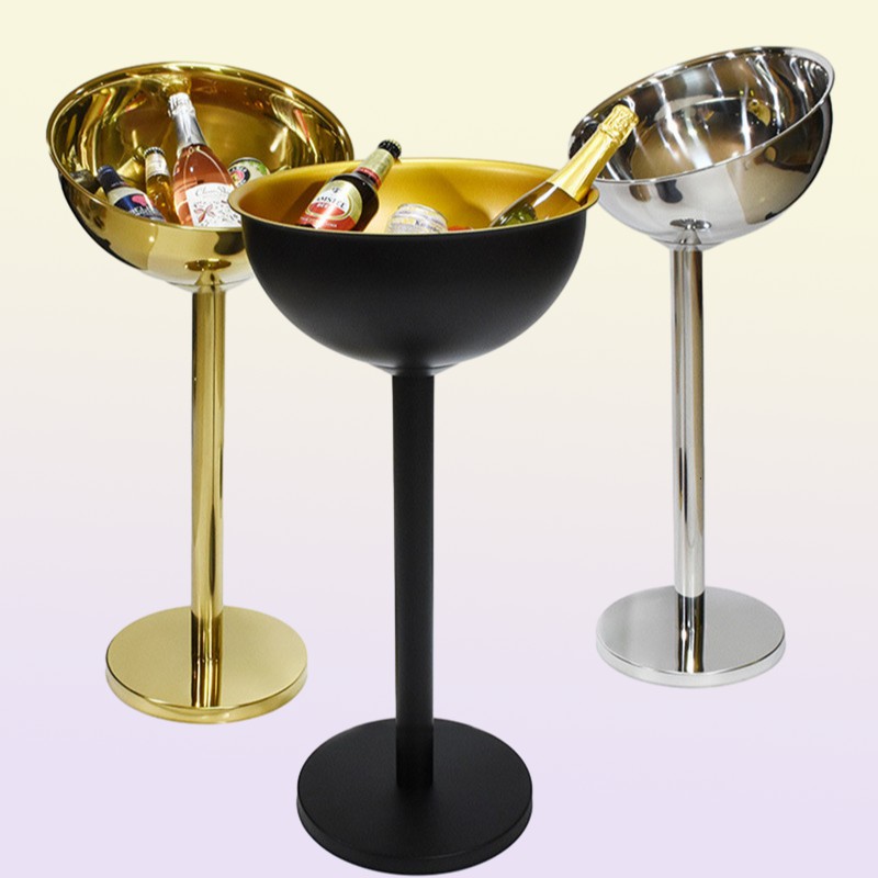 Tabletop Wine Racks 304 Stainless Steel Champagne Basin Floor Standing Stand Cooling Ice Bucket Golden Silver Wine Beer Ice Bucket2332227