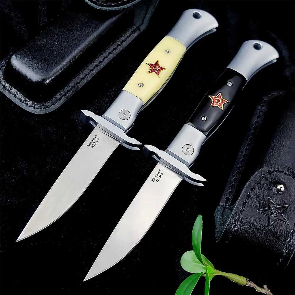 Coltello russo Finka NKVD coltello da tasca pieghevole da caccia 440C lama a specchio deserto sopravvivenza coltelli da combattimento tattico EDC Gear regalo degli uomini