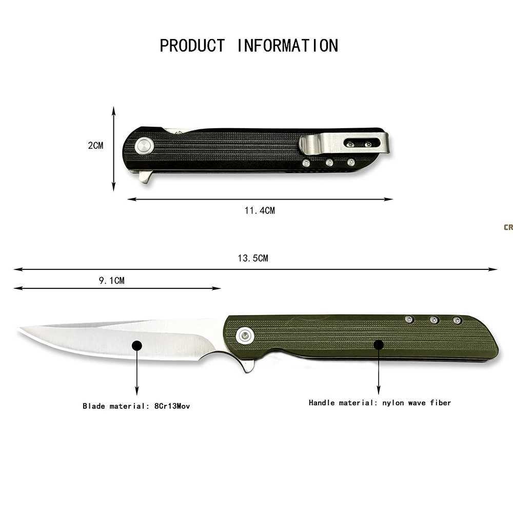 Coltello Nuovo Coltello Pieghevole Wild Survival Edc Caccia esterna Tattica Flipper Coltello Protable Coltello da tasca da campeggio Multi Tool G10 Maniglia