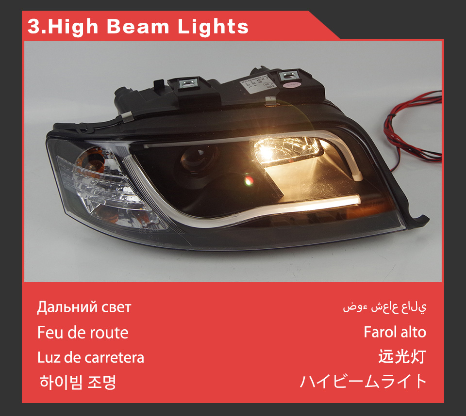 LED Daytime Running Head Light for Audi A6 C4 Headlight 1999-2004 A6L Turn Signal High Beam Lamp Lens