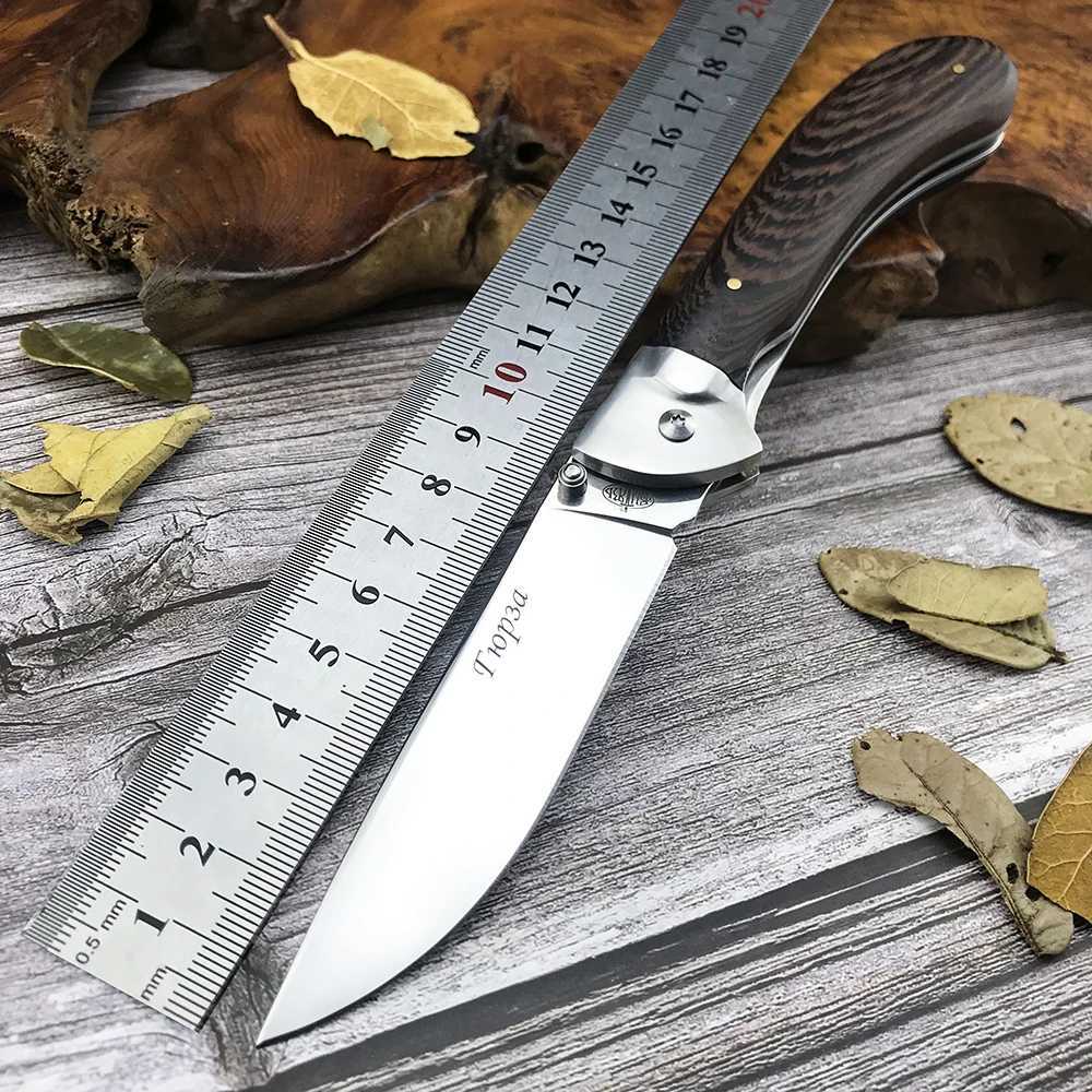 Kniv rysk fickjakt jackknife utomhus flipper fällbar kniv 440c stål överlevnad taktiska knivar multi stridsverktyg trähandtag