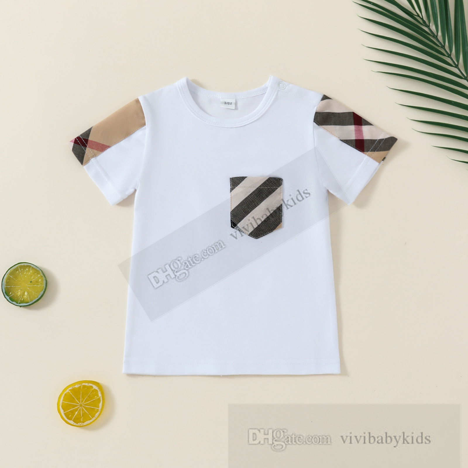 Ins sommar baby pojkar rutiga t-shirts nyfödda barngitter kort ärm toppar spädbarn bomull casual tees s1003