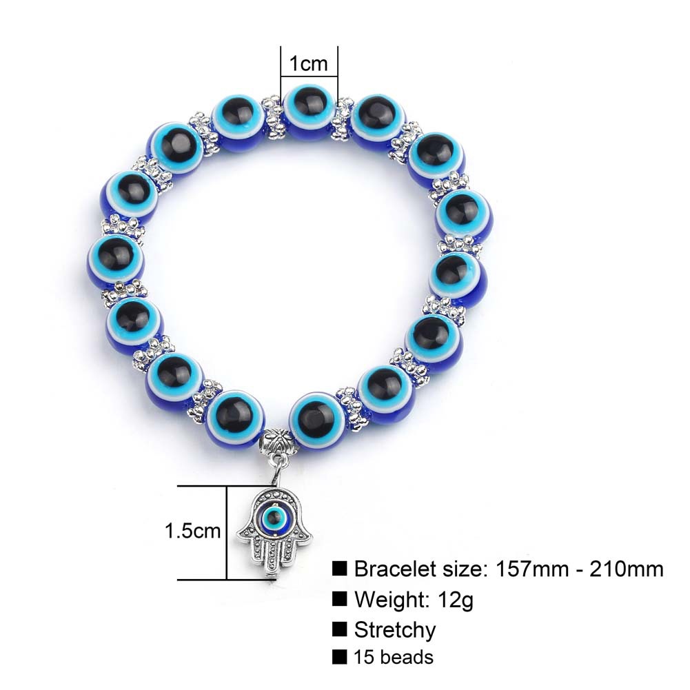 バルクレトロアイパームビーズブレスレット8mm 10mm青い邪悪なアイチャームブレスレットアクセサリーギフト