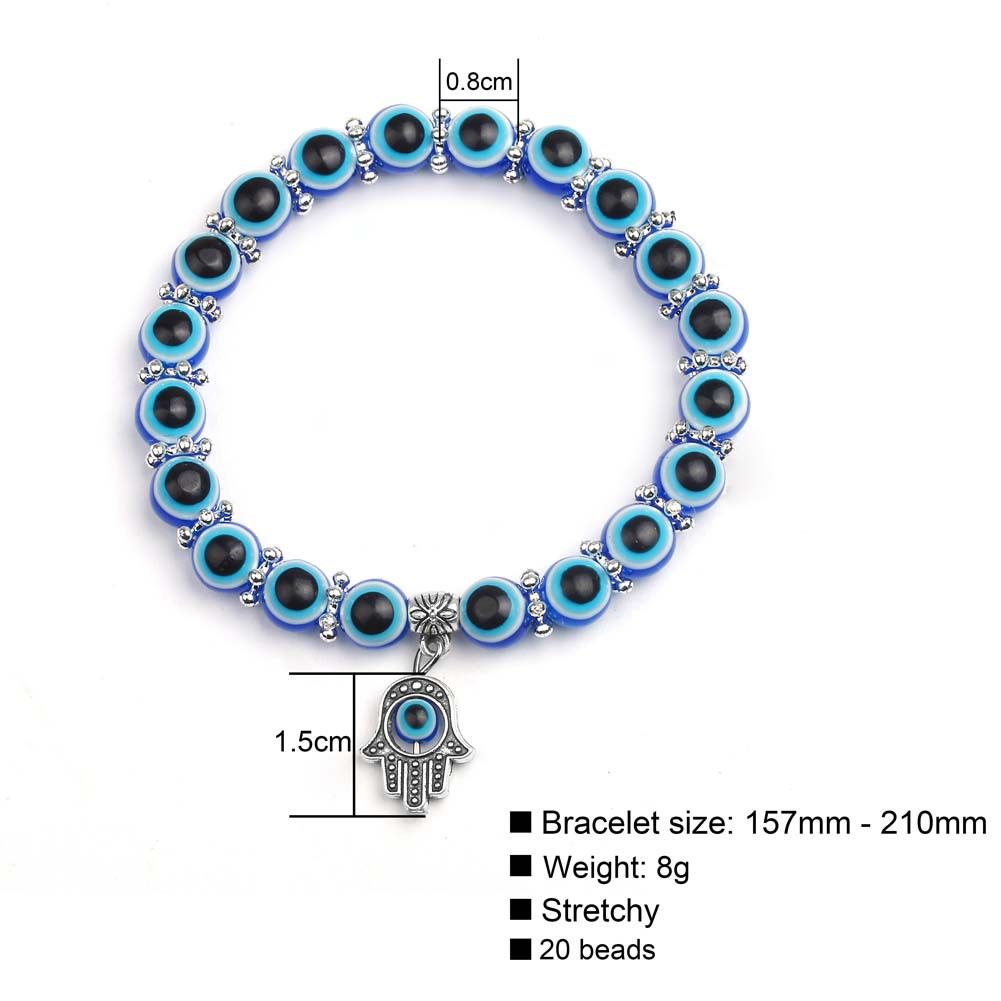 バルクレトロアイパームビーズブレスレット8mm 10mm青い邪悪なアイチャームブレスレットアクセサリーギフト