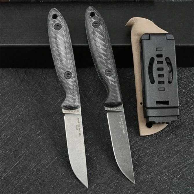 Knife Stonewashed DC53 Steel Fixed Blade Self Defense ESEE Outdoor Survival Hunting Knife EDC Tactical Military Gear with Kydex Sheath