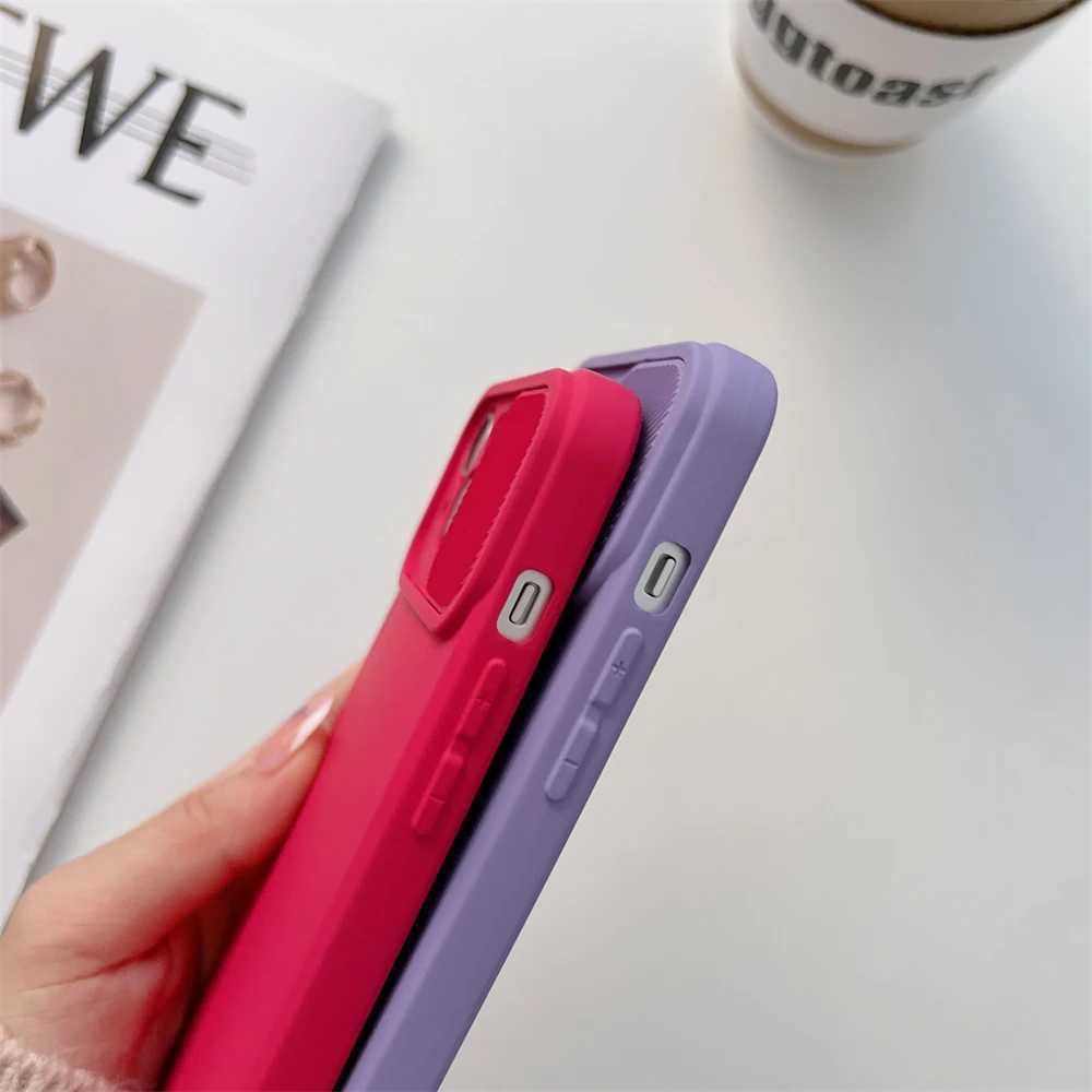 Obudowy telefonu komórkowego Przesuń aparat ochrona Candy Color Miękki silikonowy telefon na iPhone 15 14 13 12 11 Pro XS Max Xr 7 8 15 Plus Coverl240105